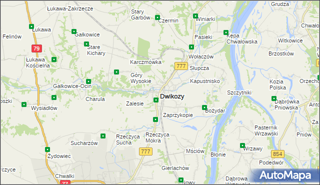 mapa Dwikozy, Dwikozy na mapie Targeo