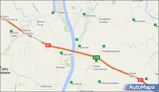 mapa Dworek gmina Stegna, Dworek gmina Stegna na mapie Targeo