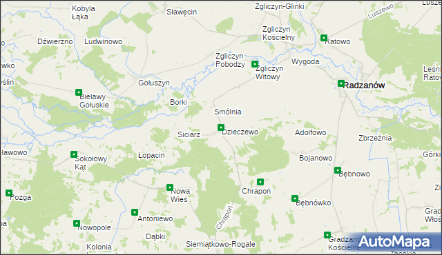 mapa Dzieczewo, Dzieczewo na mapie Targeo