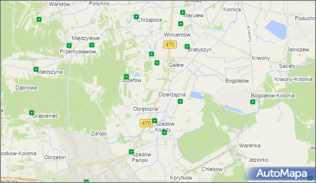 mapa Dzierżązna gmina Turek, Dzierżązna gmina Turek na mapie Targeo