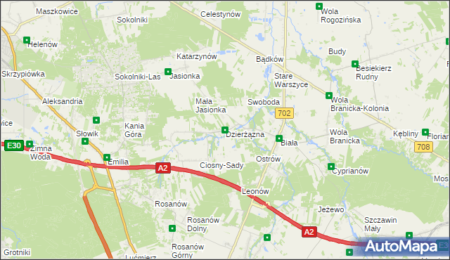 mapa Dzierżązna gmina Zgierz, Dzierżązna gmina Zgierz na mapie Targeo