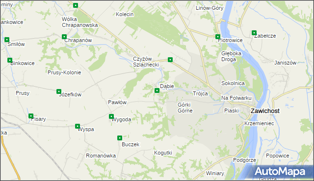 mapa Dziurów gmina Zawichost, Dziurów gmina Zawichost na mapie Targeo