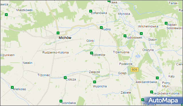 mapa Elżbietów gmina Michów, Elżbietów gmina Michów na mapie Targeo