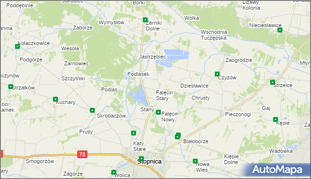 mapa Falęcin Stary, Falęcin Stary na mapie Targeo