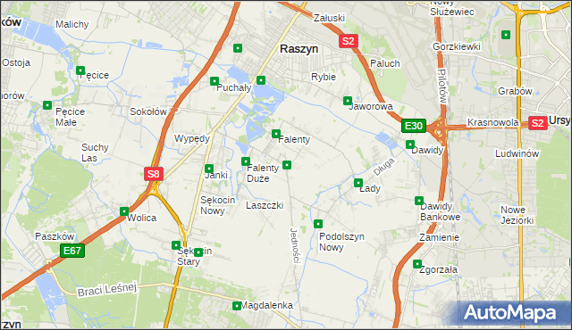 mapa Falenty Nowe, Falenty Nowe na mapie Targeo