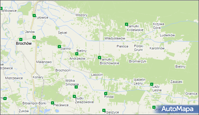 mapa Famułki Brochowskie, Famułki Brochowskie na mapie Targeo