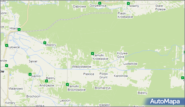 mapa Famułki Królewskie, Famułki Królewskie na mapie Targeo