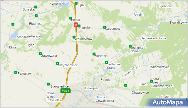 mapa Florencja gmina Iłża, Florencja gmina Iłża na mapie Targeo