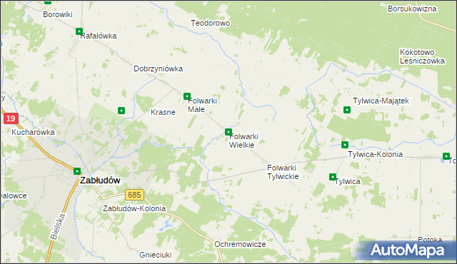 mapa Folwarki Wielkie, Folwarki Wielkie na mapie Targeo