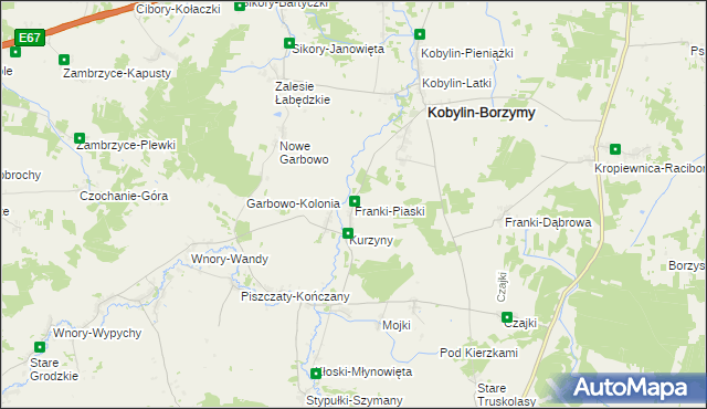 mapa Franki-Piaski, Franki-Piaski na mapie Targeo