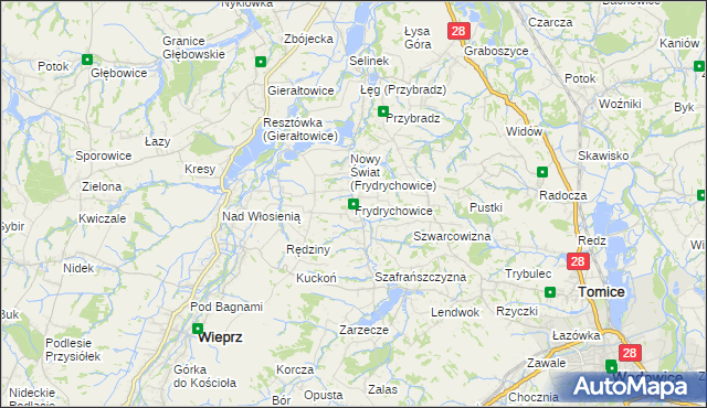 mapa Frydrychowice, Frydrychowice na mapie Targeo