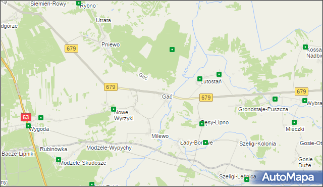 mapa Gać gmina Łomża, Gać gmina Łomża na mapie Targeo