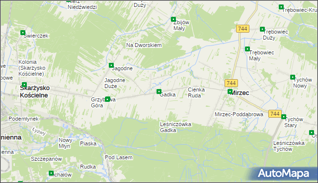 mapa Gadka gmina Mirzec, Gadka gmina Mirzec na mapie Targeo