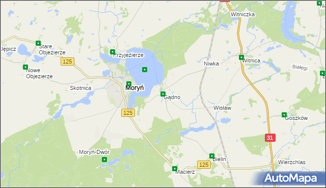 mapa Gądno, Gądno na mapie Targeo