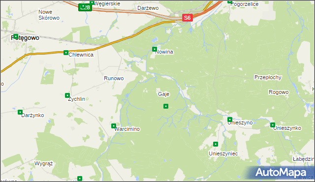 mapa Gaje gmina Potęgowo, Gaje gmina Potęgowo na mapie Targeo