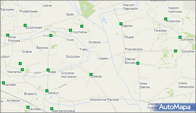 mapa Gajew gmina Żychlin, Gajew gmina Żychlin na mapie Targeo