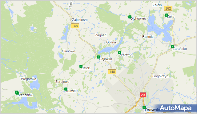 mapa Gajewko, Gajewko na mapie Targeo