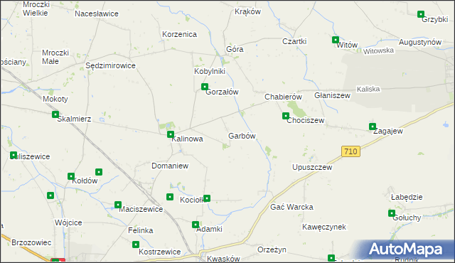 mapa Garbów gmina Błaszki, Garbów gmina Błaszki na mapie Targeo