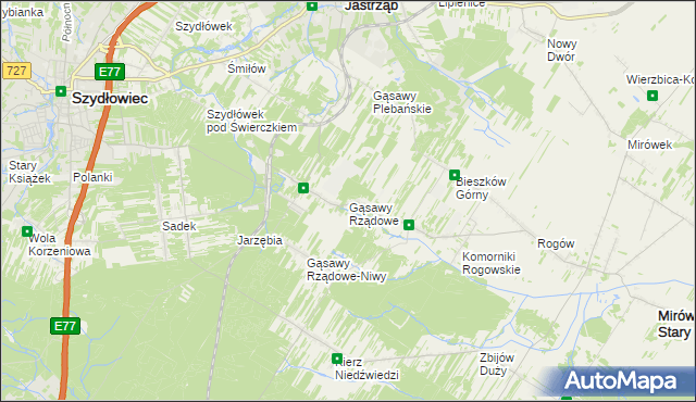 mapa Gąsawy Rządowe, Gąsawy Rządowe na mapie Targeo