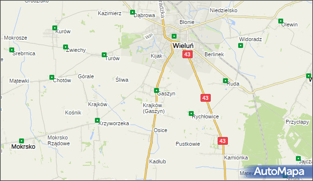 mapa Gaszyn, Gaszyn na mapie Targeo