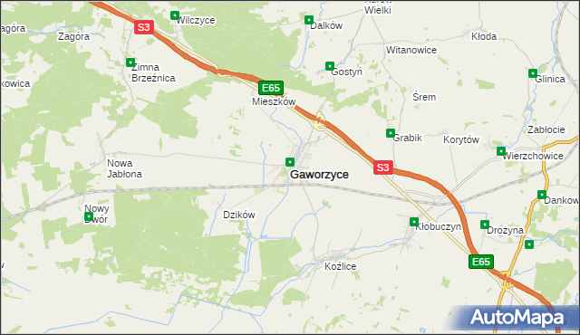 mapa Gaworzyce, Gaworzyce na mapie Targeo