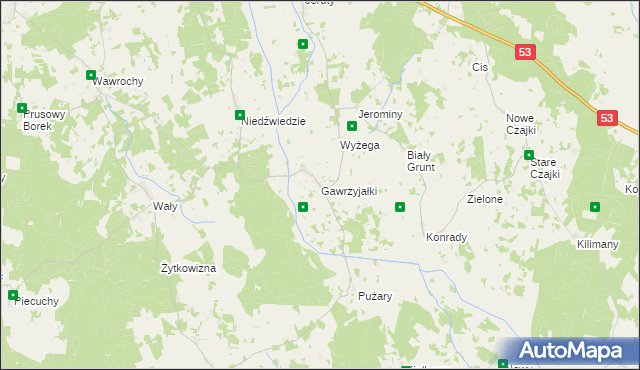 mapa Gawrzyjałki, Gawrzyjałki na mapie Targeo