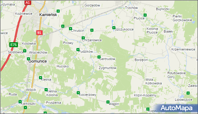 mapa Gertrudów, Gertrudów na mapie Targeo