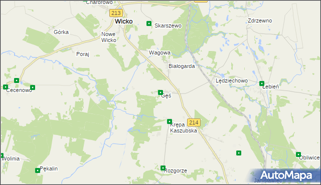 mapa Gęś gmina Wicko, Gęś gmina Wicko na mapie Targeo