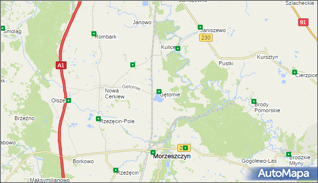 mapa Gętomie, Gętomie na mapie Targeo