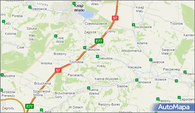 mapa Giebułtów gmina Książ Wielki, Giebułtów gmina Książ Wielki na mapie Targeo