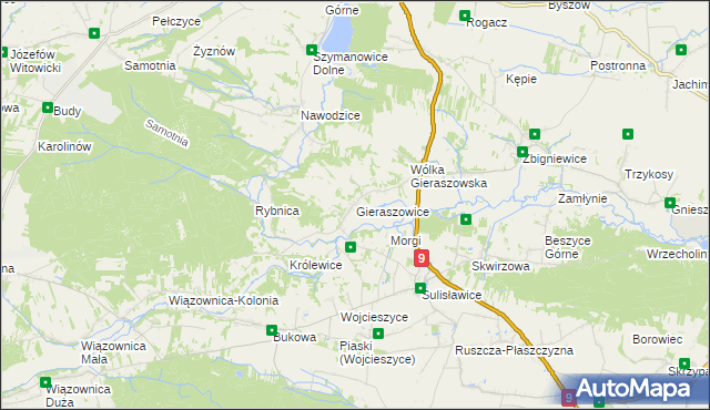 mapa Gieraszowice, Gieraszowice na mapie Targeo