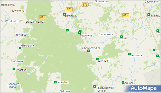 mapa Gilbowszczyzna, Gilbowszczyzna na mapie Targeo