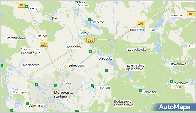 mapa Głębocko gmina Murowana Goślina, Głębocko gmina Murowana Goślina na mapie Targeo