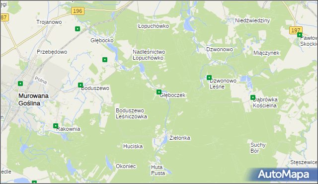 mapa Głęboczek gmina Murowana Goślina, Głęboczek gmina Murowana Goślina na mapie Targeo