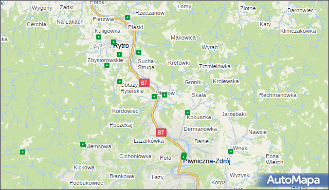 mapa Głębokie gmina Piwniczna-Zdrój, Głębokie gmina Piwniczna-Zdrój na mapie Targeo