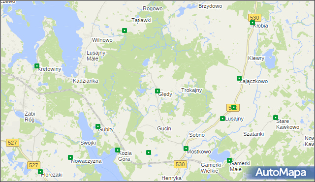 mapa Ględy gmina Łukta, Ględy gmina Łukta na mapie Targeo