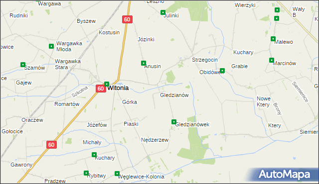 mapa Gledzianów, Gledzianów na mapie Targeo