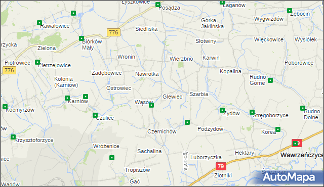 mapa Glewiec, Glewiec na mapie Targeo