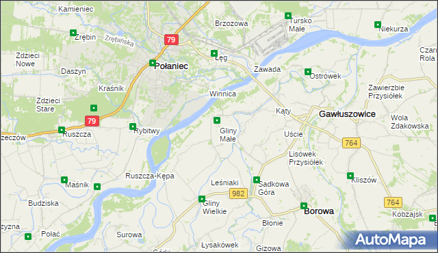 mapa Gliny Małe, Gliny Małe na mapie Targeo