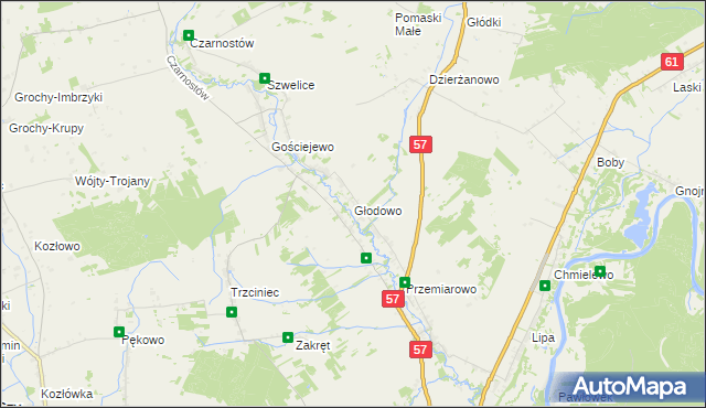 mapa Głodowo gmina Pułtusk, Głodowo gmina Pułtusk na mapie Targeo