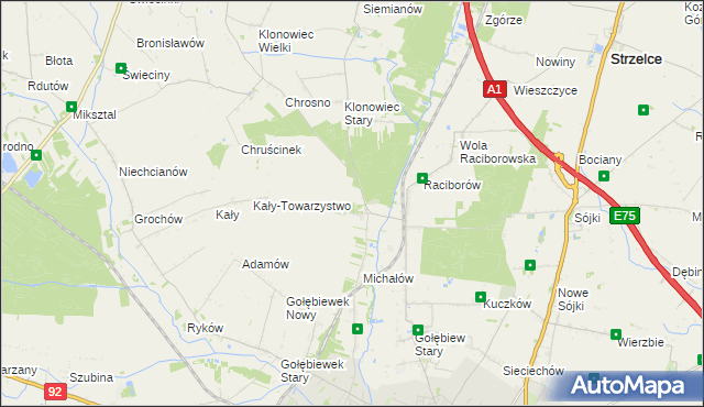 mapa Głogowiec gmina Kutno, Głogowiec gmina Kutno na mapie Targeo