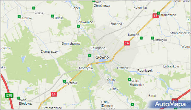 mapa Głowno, Głowno na mapie Targeo