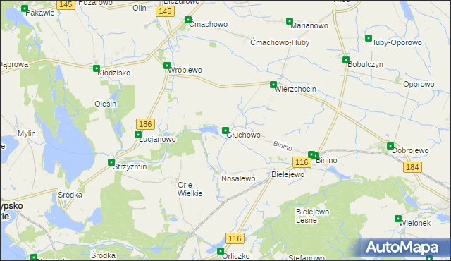 mapa Głuchowo gmina Wronki, Głuchowo gmina Wronki na mapie Targeo