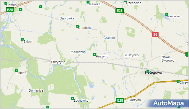 mapa Głuszyno, Głuszyno na mapie Targeo