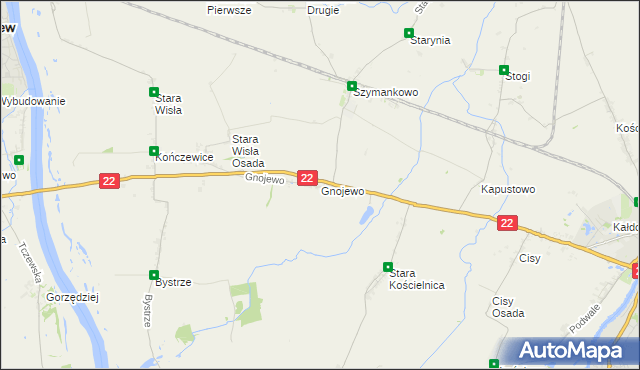 mapa Gnojewo gmina Miłoradz, Gnojewo gmina Miłoradz na mapie Targeo