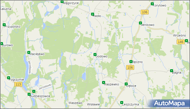 mapa Godowo gmina Maszewo, Godowo gmina Maszewo na mapie Targeo