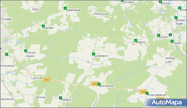 mapa Godzięcin, Godzięcin na mapie Targeo