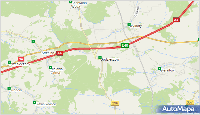 mapa Godzieszów, Godzieszów na mapie Targeo