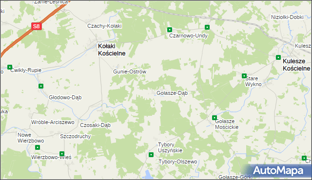 mapa Gołasze-Dąb, Gołasze-Dąb na mapie Targeo