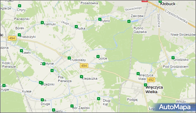 mapa Golce gmina Wręczyca Wielka, Golce gmina Wręczyca Wielka na mapie Targeo